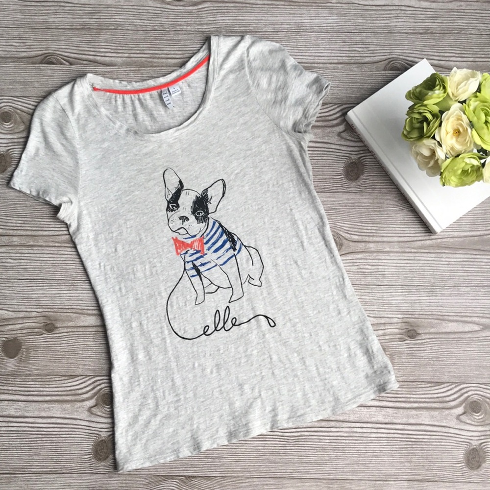 Elle Light Heather Gray French Bulldog Tee